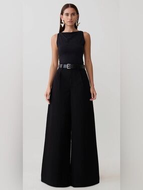 H&M Black Wide-Leg High-Waist Palazzo Pants